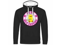 deinshirt Kapuzenpullover Cute but Psycho Schwarz/Orange/Rosa/Gelb