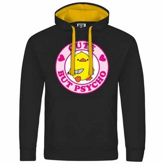 deinshirt Kapuzenpullover Cute but Psycho Gelb/Rosa/Schwarz/Orange deinshirt Kapuzenpullover Cute but Psycho Gelb/Rosa/Schwarz/Orange