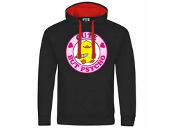 deinshirt Kapuzenpullover Cute but Psycho Rosa/Schwarz/Gelb/Orange