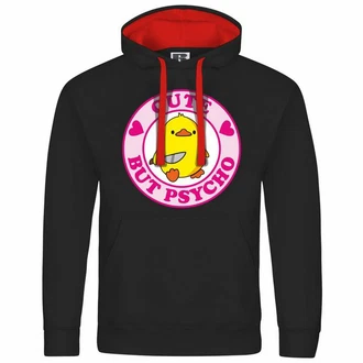 deinshirt Kapuzenpullover Cute but Psycho Rosa/Schwarz/Gelb/Orange deinshirt Kapuzenpullover Cute but Psycho Rosa/Schwarz/Gelb/Orange