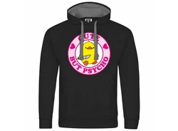 deinshirt Kapuzenpullover Cute but Psycho Schwarz/Gelb/Rosa/Orange