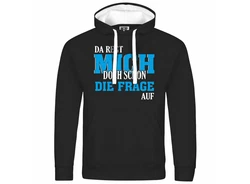 deinshirt Kapuzenpullover Herren Da regt mich schon die Frage auf Blau/Schwarz/Dunkelblau/Creme