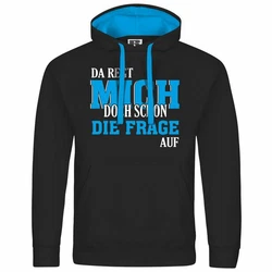 deinshirt Kapuzenpullover Herren Da regt mich schon die Frage auf Blau/Dunkelblau/Hellblau