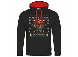 deinshirt Kapuzenpullover Scheie nochmal ist das schn hier Mit Print Motiv Schwarz/Rot/Dunkelrot