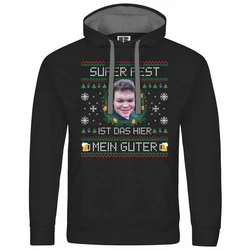 deinshirt Kapuzenpullover SUPER FEST Mit Print Grafik Silber
