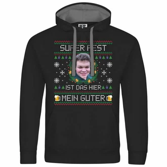 deinshirt Kapuzenpullover SUPER FEST Mit Print Grafik Silber