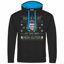 deinshirt Kapuzenpullover SUPER FEST Mit Print Grafik Silber