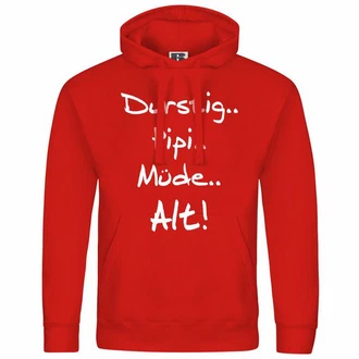 deinshirt Kapuzenpullover Durstig pipi mde alt Dunkelrot/Rot