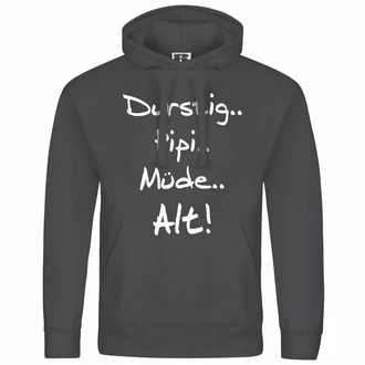 deinshirt Kapuzenpullover Durstig pipi mde alt Dunkelgrau/Grau/Hellgrau