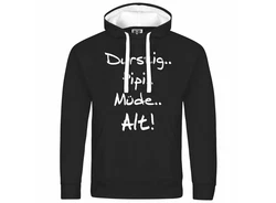 deinshirt Kapuzenpullover Durstig pipi mde alt Braun/Schwarz/Grau/Lila/Creme