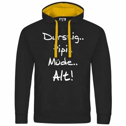 Kapuzenpullover Herren Kapuzenpullover Durstig pipi mde alt Mit Print Motiv, Grafik