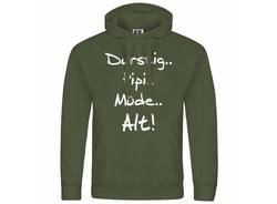 deinshirt Kapuzenpullover Durstig pipi mde alt Grün/Dunkelgrün