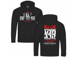 deinshirt Kapuzenpullover Krav Maga self defense Rot/Dunkelblau