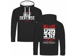 deinshirt Kapuzenpullover Krav Maga self defense Rot/Dunkelblau