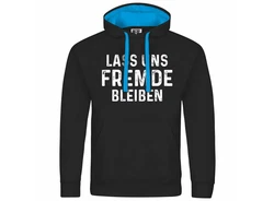 deinshirt Kapuzenpullover Herren Lass uns Fremde bleiben Blau/Hellblau