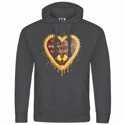 deinshirt Kapuzenpullover Herren Lebkuchenherz Hopfen und Malz Gold/Dunkelgrau/Hellgrau/Schwarz/Grau