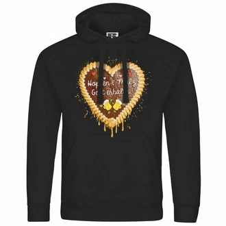 deinshirt Kapuzenpullover Herren Lebkuchenherz Hopfen und Malz Gold/Schwarz