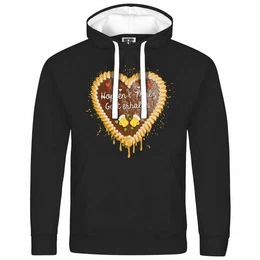 Kapuzenpullover Herren Kapuzenpullover Lebkuchenherz Hopfen und Malz Mit Print Motiv, Grafik