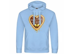 deinshirt Kapuzenpullover Herren Lebkuchenherz Hopfen und Malz Hellblau/Blau/Gold