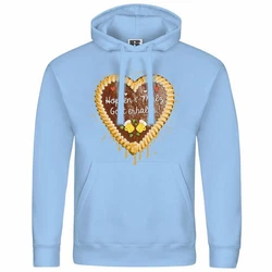 deinshirt Kapuzenpullover Herren Lebkuchenherz Hopfen und Malz Hellblau/Blau/Gold