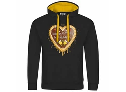 deinshirt Kapuzenpullover Herren Lebkuchenherz Hopfen und Malz Gold/Schwarz