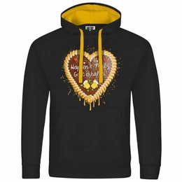 Kapuzenpullover Herren Kapuzenpullover Lebkuchenherz Hopfen und Malz Mit Print Motiv, Grafik