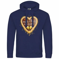 deinshirt Kapuzenpullover Herren Lebkuchenherz Hopfen und Malz Dunkelblau/Gold/Blau