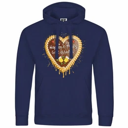 Kapuzenpullover Herren Kapuzenpullover Lebkuchenherz Hopfen und Malz Mit Print Motiv, Grafik