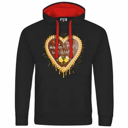 Kapuzenpullover Herren Kapuzenpullover Lebkuchenherz Hopfen und Malz Mit Print Motiv, Grafik