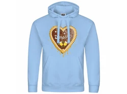 deinshirt Kapuzenpullover Herren Lebkuchenherz Durscht Mit Print Motiv Hellblau/Blau/Grau/Gold