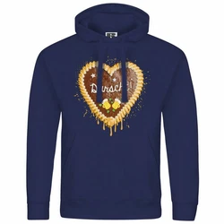 deinshirt Kapuzenpullover Herren Lebkuchenherz Durscht Mit Print Motiv Dunkelblau/Gold/Blau
