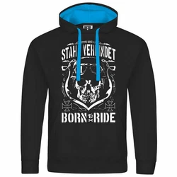 deinshirt Kapuzenpullover Herren Blau/Beige