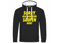 deinshirt Kapuzenpullover Herren Sorry bin nur zum saufen hier Schwarz/Dunkelblau/Lila/Gelb/Gold