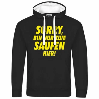 deinshirt Kapuzenpullover Herren Sorry bin nur zum saufen hier Schwarz/Dunkelblau/Lila/Gelb/Gold