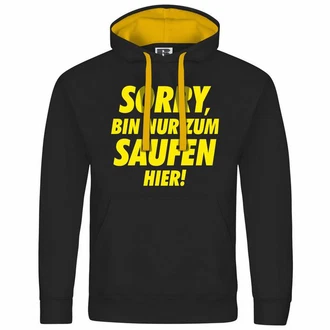 deinshirt Kapuzenpullover Herren Sorry bin nur zum saufen hier Schwarz/Gelb/Braun/Dunkelblau