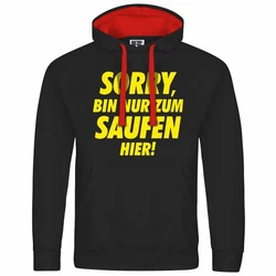 deinshirt Kapuzenpullover Herren Sorry bin nur zum saufen hier Gelb/Lila/Schwarz/Braun/Grau