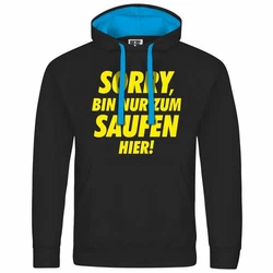 deinshirt Kapuzenpullover Herren Sorry bin nur zum saufen hier Lila/Schwarz/Gelb/Braun/Dunkelblau