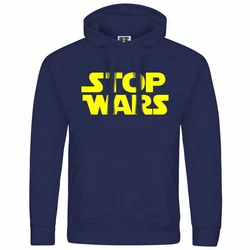 deinshirt Kapuzenpullover Stop Wars Mit Print Motiv Dunkelblau/Blau/Gelb