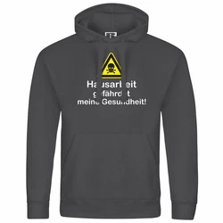 deinshirt Kapuzenpullover Hausarbeit gefhrdet meine Gesundheit Mit Print Motiv Dunkelgrau/Grau