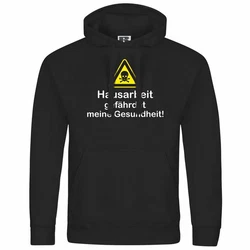deinshirt Kapuzenpullover Hausarbeit gefhrdet meine Gesundheit Mit Print Motiv Schwarz/Grau/Braun/Gelb