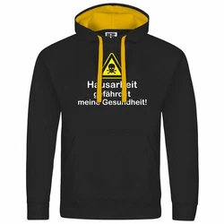 deinshirt Kapuzenpullover Hausarbeit gefhrdet meine Gesundheit Mit Print Motiv Braun/Schwarz/Gelb