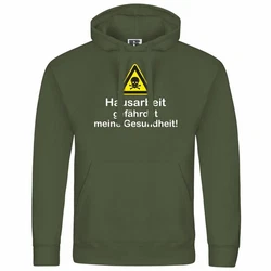 deinshirt Kapuzenpullover Hausarbeit gefhrdet meine Gesundheit Mit Print Motiv Dunkelgrün/Grün/Neonfarben