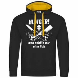 Kapuzenpullover Herren Kapuzenpullover HUNGER Man schle mir eine Kuh Mit Print Motiv, Grafik