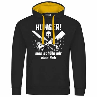 deinshirt Kapuzenpullover HUNGER Man schle mir eine Kuh Braun/Gelb/Beige/Schwarz