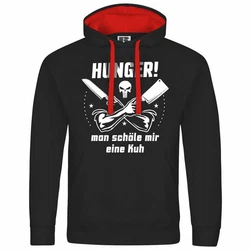 deinshirt Kapuzenpullover HUNGER Man schle mir eine Kuh Beige/Braun/Schwarz/Grau