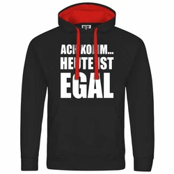 deinshirt Kapuzenpullover Herren Ach komm Heute ist egal Rot/Creme/Schwarz/Dunkelrot