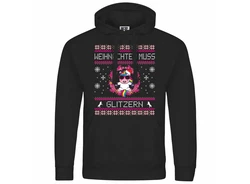 deinshirt Kapuzenpullover Weihnachten muss glitzern Mit Print Motiv Grafik Rosa/Lila/Rot