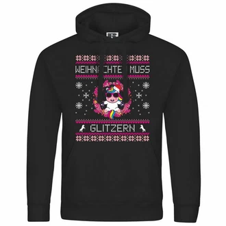 deinshirt Kapuzenpullover Weihnachten muss glitzern Mit Print Motiv Grafik Rosa/Lila/Rot