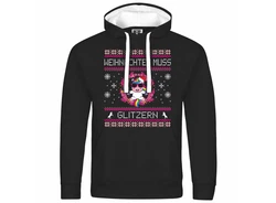 deinshirt Kapuzenpullover Weihnachten muss glitzern Mit Print Motiv Grafik Lila/Rosa