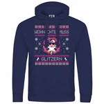 deinshirt Kapuzenpullover Weihnachten muss glitzern Mit Print Motiv Grafik Dunkelblau/Blau/Lila